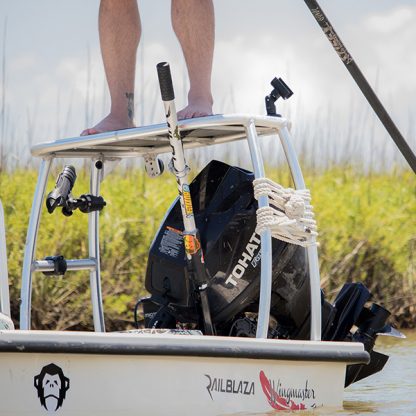 Railblaza Pole Caddy Shown on Boat